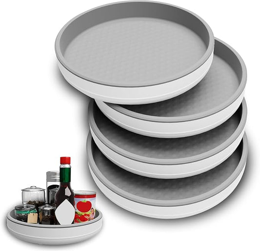 4 Pack 10 Inch Non-Skid Lazy Susan Turntable Organizers - Spinning Rack for Pantry Organization and Storage, Kitchen, Cabinet, Fridge, Bathroom Vanity, Countertop, Under Sink Organizing, Spice Rack by Unknown