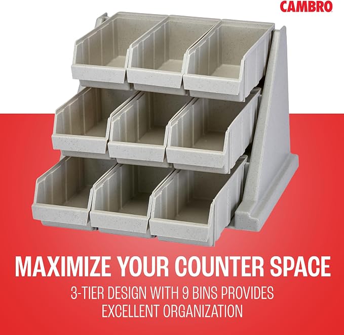 Cambro Versa - Self Serve Condiment and Utensil Bin - 9 Storage Bins - Ideal for Food and Coffee Condiments (Gray) - Image 4