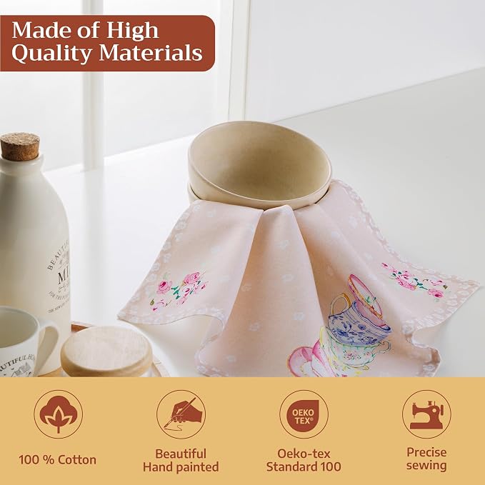 Maison d' Hermine Cloth Napkins Set of 4 Reusable 100% Cotton (18" x 18") | Everyday Square Napkins Cloth Washable Dinner Party Wedding Restaurant Hotel Kitchen Spring Summer - High Tea - Image 3