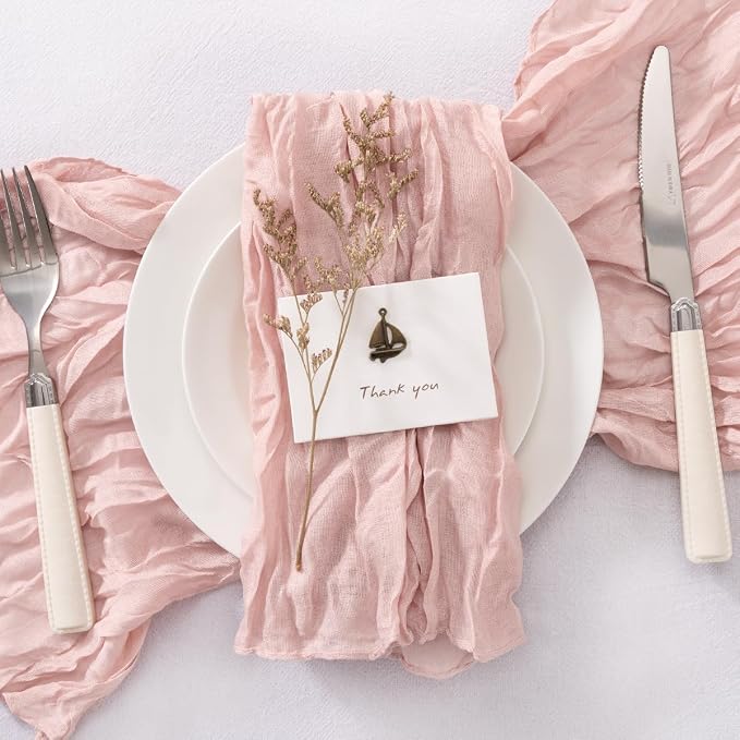 Dusty Pink Cheesecloth Napkins Pink Cloth Napkins Bulk,Set of 100 | 21''x21'',Washable Boho Table Gauze Fabric Napkins,for Wedding Baby Bridal Shower Dinner Party Decor - Image 4