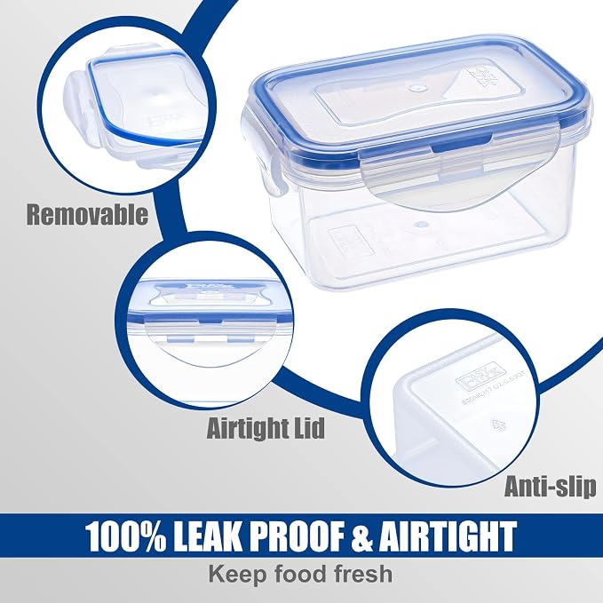 KIGI Food Storage Containers for Dry Food Storage, 4 Pack (0.7-5.4 Cup) | Airtight for Small Pantry Storage, 4-Sided Locking Lid, Clear, Multi Use - Image 4