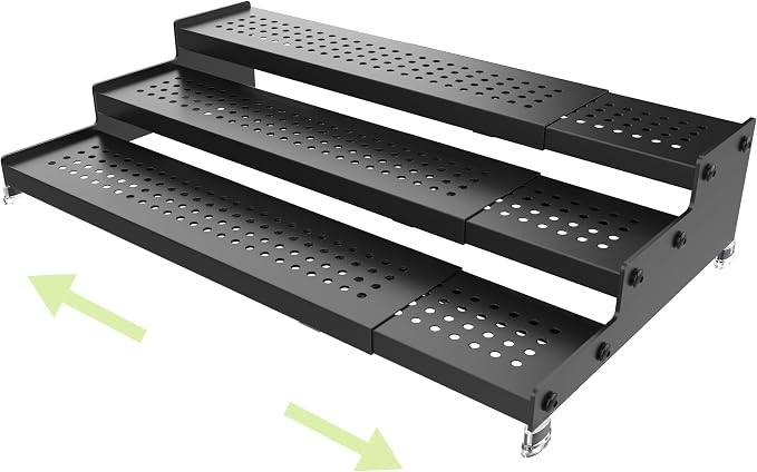 Expandable 3-Tier Spice Metal Shelf Rack, Black, 1 Pack | Kitchen Cabinet and Pantry Organizer, Seasoning Storage, Countertop Organization by Unknown