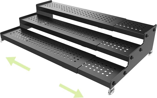 Expandable 3-Tier Spice Metal Shelf Rack, Black, 1 Pack | Kitchen Cabinet and Pantry Organizer, Seasoning Storage, Countertop Organization by Unknown