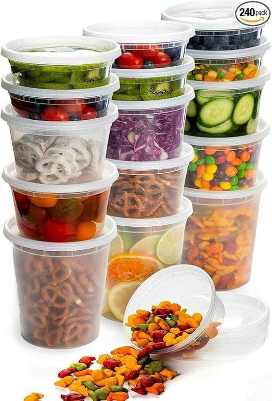 Deli Food Containers with Lids – 240 Sets Bulk Value Pack, 16 Oz Pint Size Airtight Food Storage Meal Prep Takeout & Restaurant Containers, BPA-Free, Microwave, Freezer & Dishwasher Safe (16 Oz) by Unknown