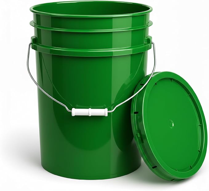 5 Gallon Bucket - Food Grade w/Lid BPA-Free, 3 Pack - Green | Airtight Gasketed Tear Strip Lid, Heavy-Duty 90 Mil HDPE Plastic Pail, Bulk Storage, Food Safe Durable Container, Made in USA - Image 8