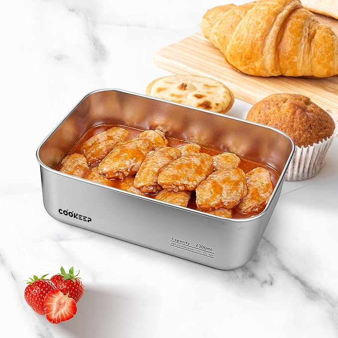 77oz/2300ml Stainless Steel Food Containers,Stainless Steel Containers with Lids,Snack Containers,Lunch Box,Easy Clean,Airtight&Leakproof for Kitchen Storage,Dishwasher Safe,BPA-Free - Image 4