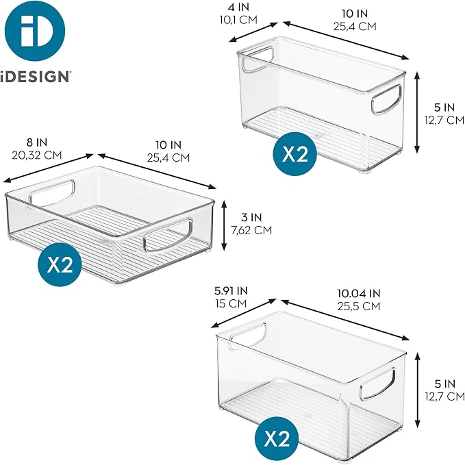 iDesign Stackable Pantry Bins, 2 Small, 2 Medium, and 2 Large Bins, 6 Pack, Clear, Made in USA - Image 5
