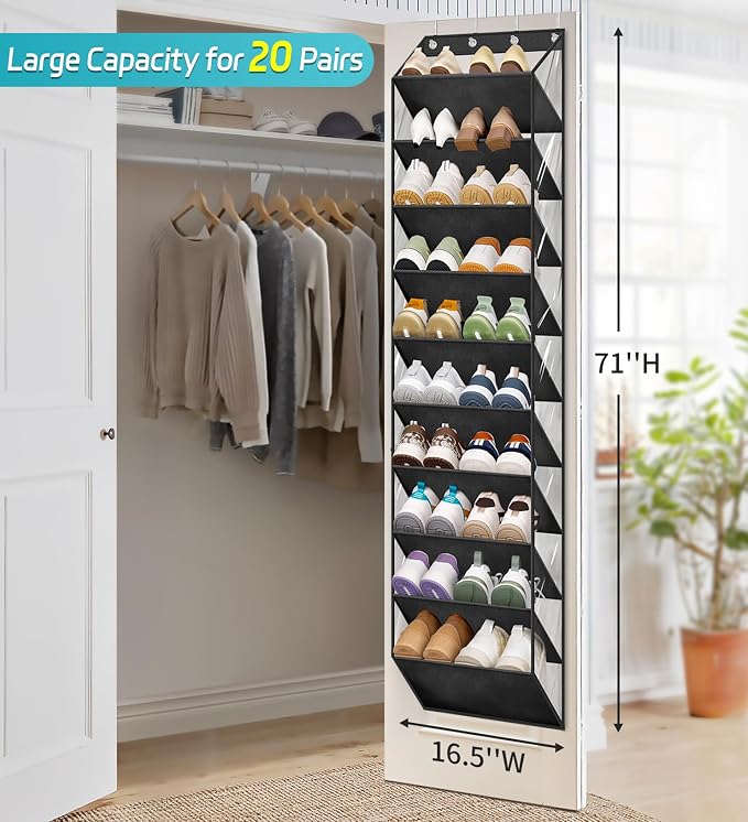 AOODA Deep Pockets Baby Organizer Storage, 10 Tier Clear Over the Door Shoe Rack, 2 Item Bundles - Image 5