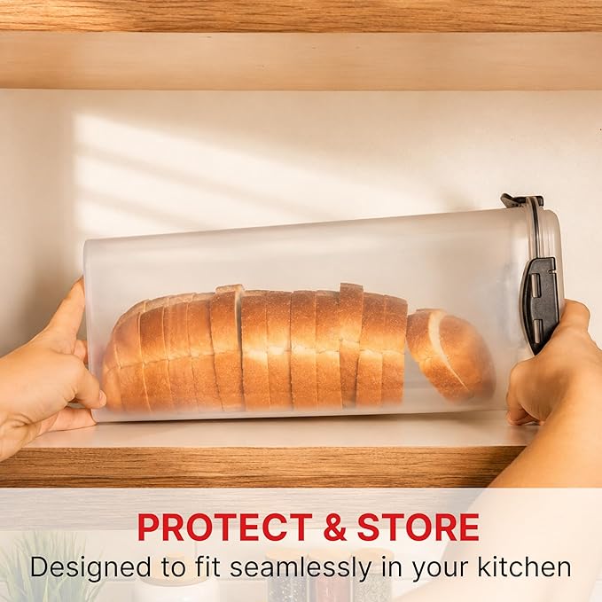 Tafura Bread Container, 5.8 L, Airtight BPA-Free Bread Storage Box | Holds homemade loaves, sandwich bread, artisan loaves, bagels, rolls, and other baked favorites. - Image 5