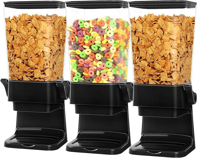 Cereal Dispenser Countertop Large Cereal Containers Storage Black,3 pack | Cereal Dispenser For Pantry Dry Food Dispenser Countertop Rice Candy Dispenser Machine For Snack,Nuts, Granola - Image 8