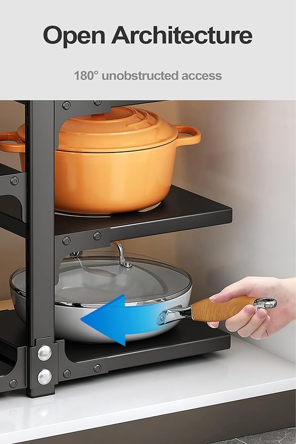 Pots and Pans Organizer for Cabinet, Heavy Duty Pot Pan Rack under Sink Organizers and Storage，Kitchen Cabinet Organizer with 7 Tiers - Image 3