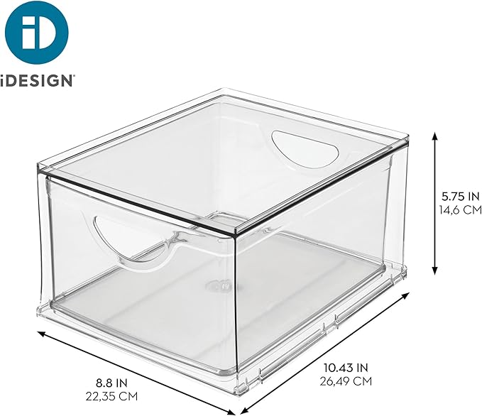 iDesign Stackable Storage Drawer, Set of 2, Clear | For Fridge, Pantry, or Under Sinks, Made in USA - Image 3