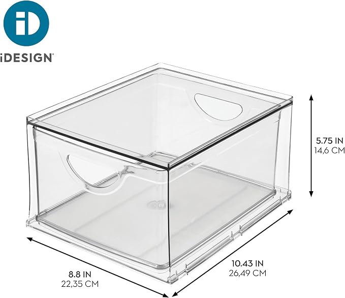 iDesign Stackable Storage Drawer, Set of 4, Clear | For Fridge, Pantry, or Under Sinks, Made in USA - Image 3