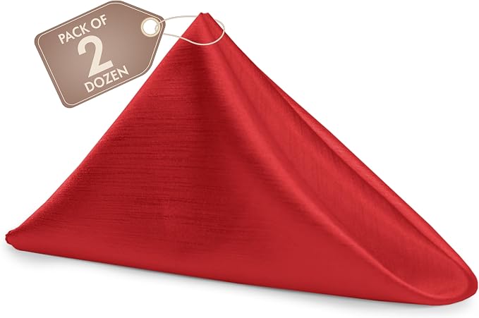 17x17-Inch Shantung Cloth Napkins, Holiday Red, Set of 24 by UltimateTextile