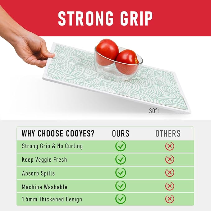 Cooyes 17.7" × 24" Fridge Liners for Refrigerator, Drawer & Shelf Liners for Kitchen Cabinets Non-Adhesive, Breathable Cloth Material, Non-Slip, BPAfree, Machine Washable, Keep Produce Fresh Longer - Image 3