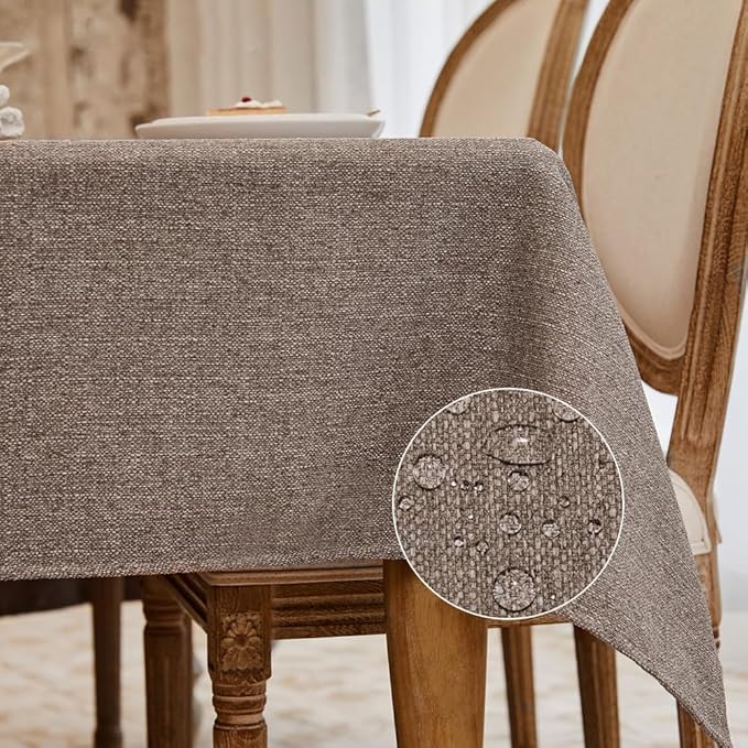 BALCONY & FALCON Rectangle Table Cloth Waterproof Taupe Gray 118"x57" | Rectangular Washable Wrinkle Resistant Table Cloth Linen Fabric Tablecloths for Dining Party Kitchen Wedding and Outdoor Use by BALCONYFALCON