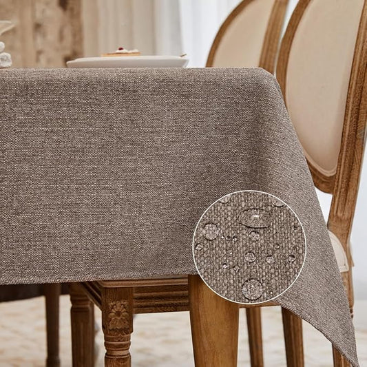 BALCONY & FALCON Rectangle Table Cloth Waterproof Taupe Gray 118"x57" | Rectangular Washable Wrinkle Resistant Table Cloth Linen Fabric Tablecloths for Dining Party Kitchen Wedding and Outdoor Use by BALCONYFALCON