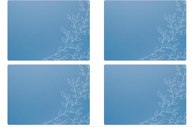 Royalty Art Boho Placemats, Set of 4, Dark Steel Blue, Cork Backed | Wipeable heat resistant surface, kitchen and dining table protection, floral farmhouse pattern - Image 7