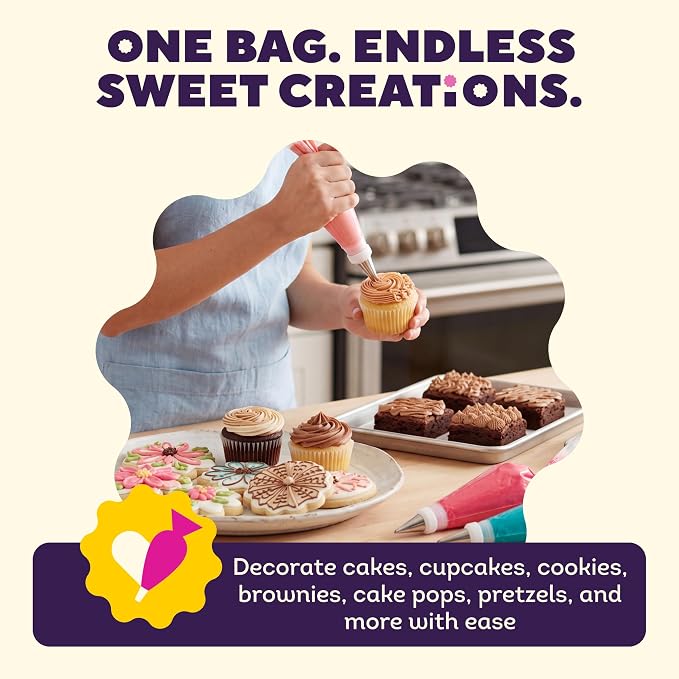 Wilton Disposable Decorating Bags, Piping Icing, 100-Count | Single-Use Piping Bags Fit All Standard Couplers & Tips, No Cleanup Required, Perfect for Icing, Frosting & Cake Decorating - Image 4