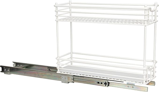 Household Essentials White Steel Two-Tier Slide-Out Organizer with Plastic Liners - Image 12