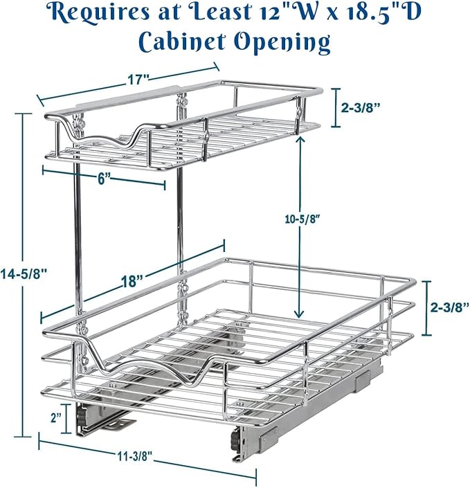 HOLDN’ STORAGE Under Sink Organizers and Storage, 11" W x 18" D x 15" H | 2-Tier Under-Sink Organizer, Full-Extension Slides, Keeps Cleaning Supplies, Bottles & Essentials Easy To Reach - Image 3