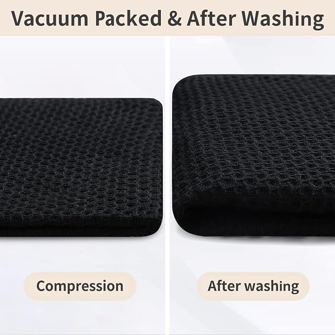 Homaxy 8 Pack 100% Cotton Kitchen Towels and Dishcloths Set, Black | 12 x 12 Inches and 13 x 28 Inches Kitchen Towels Set, Ultra Soft Absorbent Dish Cloths for Washing Dishes - Image 8