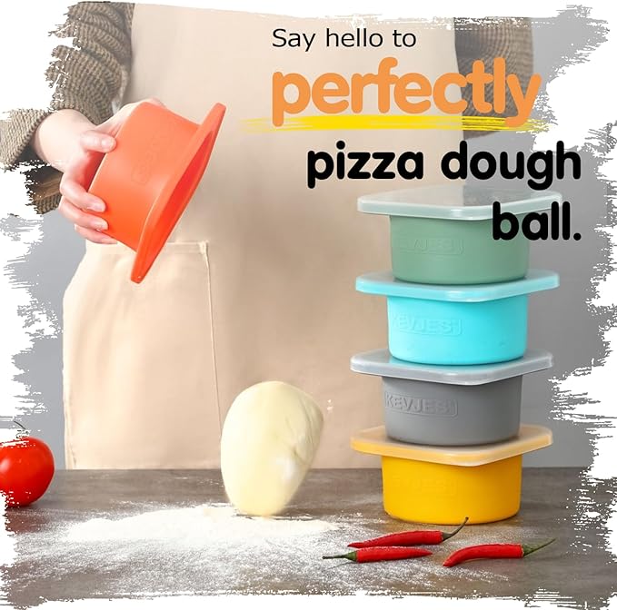 Stackable Silicone Artisan Pizza Dough Proofing Proving Containers with Lids-2/3/4/5 pack-500ml portion (Spacegrey, 5 PACK) - Image 5