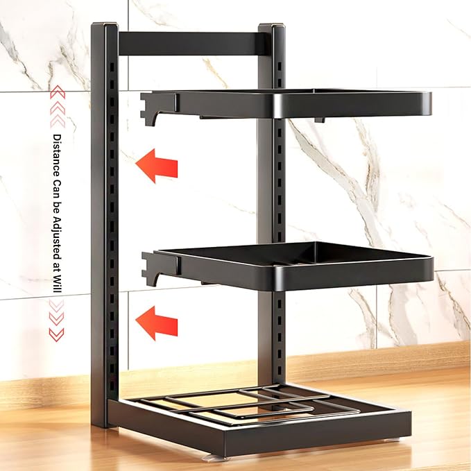 Dxcaicc Pot Organizer Rack for Under Cabinet,Height and Position are Adjustable,lid Organizer for Kitchen Cabinet Organizers and Storage,2 Layer - Image 4