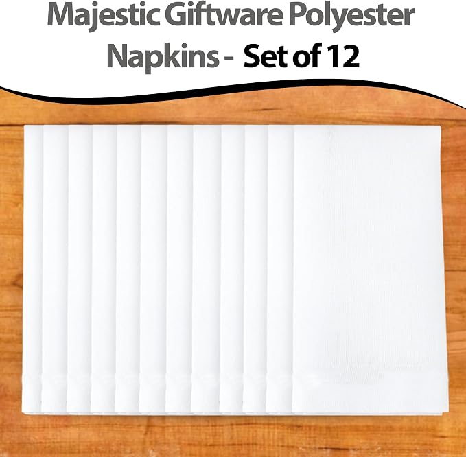 Majestic Giftware Polyester Napkins - NPK3 | Set of 12 (20" x 20") Plain White Design Dinner Napkins Cloth | Linen Look Washable Cloth Napkins Set for Weddings, Banquets, or Restaurants - Image 6