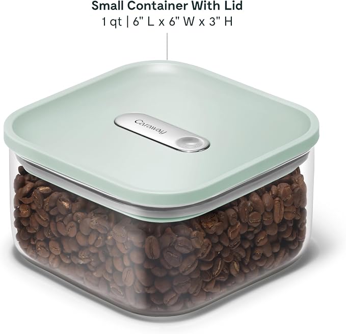 Caraway 1 qt Glass Airtight Food Storage Containers with Lids | Non-Toxic, Stackable, Space-Saving Airtight Containers for Pantry, Dry Goods, 6 Pack, Mist - Image 3