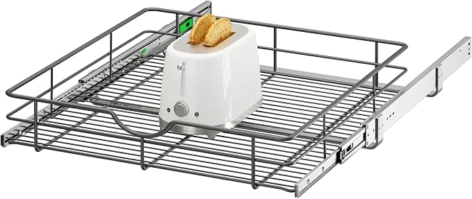 Pull Out Shelves - 23" W x 22" D Soft Close Pull Out Cabinet Organizer 1 Tier - Sliding Shelves with Shelf Liner - Heavy Duty Steel Wire Drawers for Kitchen Cabinets, Pantry, Bathroom by Unknown