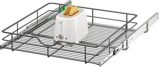 Pull Out Shelves - 23" W x 22" D Soft Close Pull Out Cabinet Organizer 1 Tier - Sliding Shelves with Shelf Liner - Heavy Duty Steel Wire Drawers for Kitchen Cabinets, Pantry, Bathroom by Unknown