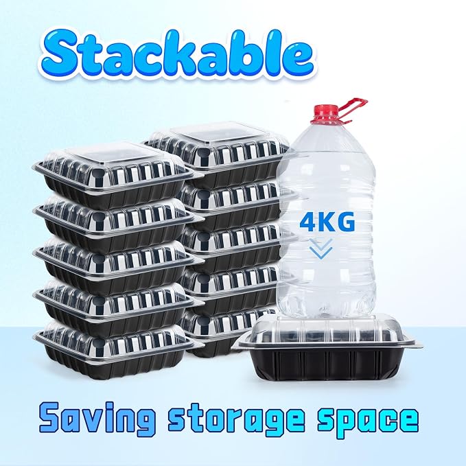 YANGRUI 25-Pack 34 oz 8" Clamshell Takeout Container Shrink-Wrapped No Wash | Steam-Resistant Anti-Fog Lid, Leakproof BPA-Free PP, Microwave Safe for Hot Soups, Restaurant To-Go & Branded Delivery - Image 6
