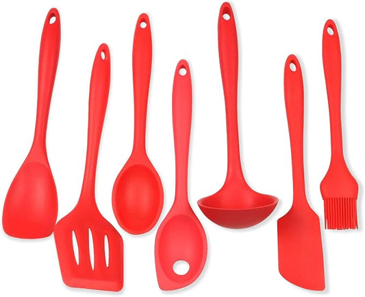 Chef Craft 42077 7 Piece Silicone Kitchen Tool and Utensil Set, Red by ChefCraft