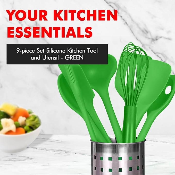 Chef Craft 9 Piece Green Premium Silicone Kitchen Tool Set (42084) - Image 2