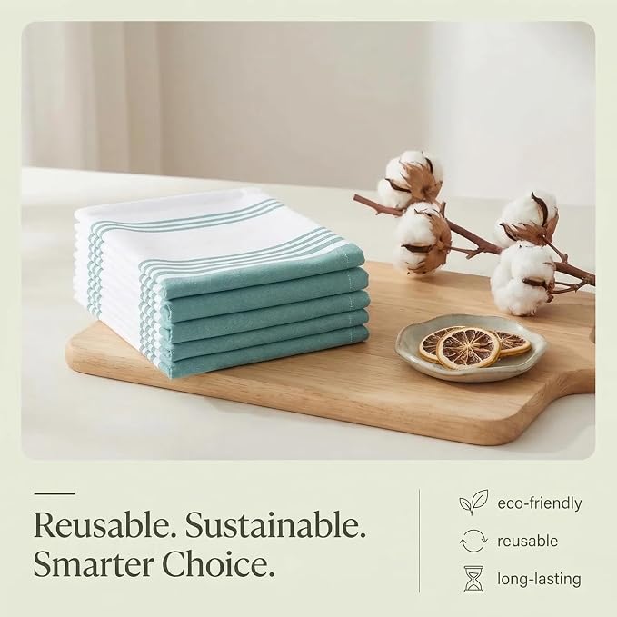 Urban Villa Kitchen Towels Cotton Dish Towels 20”x30” (Set of 6) Aqua - Image 8