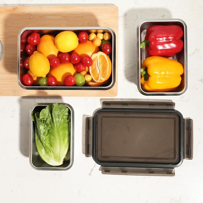 18/10 Stainless Steel Freezer Storage Containers Set of 2, 47oz 94oz Food Container Leak Proof Metal Meal Prep Containers (1400ml/2800ml) - Image 6