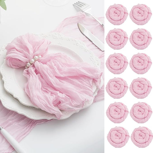 60 Pack Light Pink Cloth Napkins 21x21 Inches Light Pink Cheesecloth Napkins Set of 60 Washable Dinner Table Napkins for Wedding Summer Bridal Baby Shower Rustic Boho Cotton Gauze Party Table Decor by FoliafeelHome