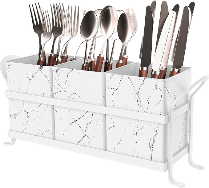 Marble Utensil Holder for Countertop - Stylish Marble Kitchen Accessories for Effortless Organization, Ideal Silverware Caddy for Party, Farmhouse Decor Friendly by GaryVault
