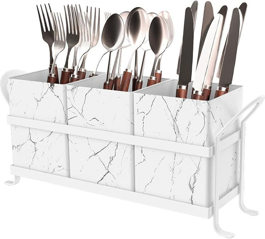 Marble Utensil Holder for Countertop - Stylish Marble Kitchen Accessories for Effortless Organization, Ideal Silverware Caddy for Party, Farmhouse Decor Friendly by GaryVault