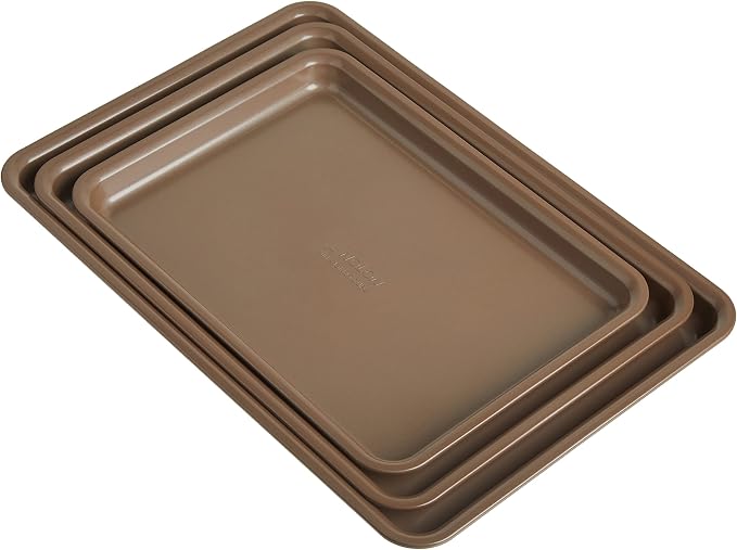 Anolon Gourmet Nonstick Bakeware Set with Nonstick Cookie Sheets / Baking Sheets - 3 Piece, Bronze Brown - Image 4