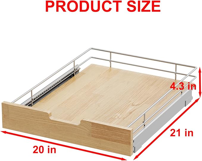 Sikarou Pull Out Cabinet Organizer 20"W x 21"D Wood and Wire Storage Shelf - Image 2