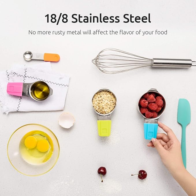 Measuring Cups, U-Taste Magnetic Measuring Cups and Spoons Set of 13 in 18/8 Stainless Steel: 7 Measuring Cups and 5 Measuring Spoons with 1 Professional Magnetic Measurement Conversion Chart | Heavy Duty Magnetic Measuring Cups, Measure Spoon All in O... - Image 3