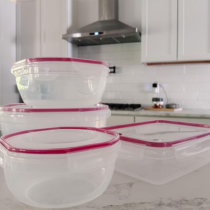 Sterilite Ultra-Seal 16 Cup Rectangle, Airtight Food Storage Container, Latching Lid, Microwave and Dishwasher Safe, Clear with Blue Gasket, 8-Pack - Image 3