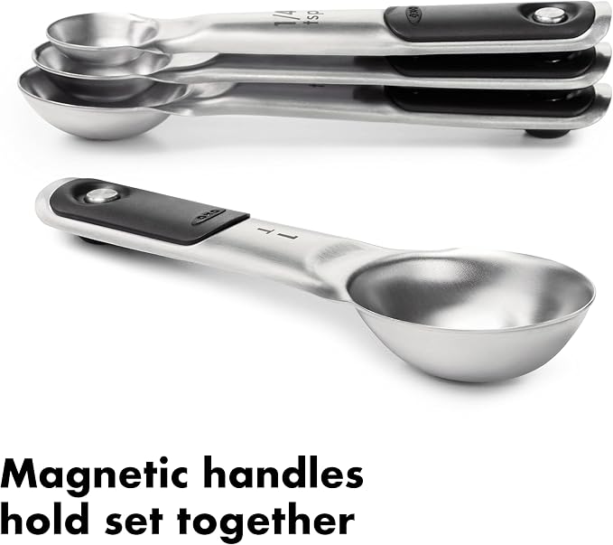 OXO Good Grips 4 Piece Stainless Steel Measuring Spoons with Magnetic Snaps, (Pack of 2) - Image 7