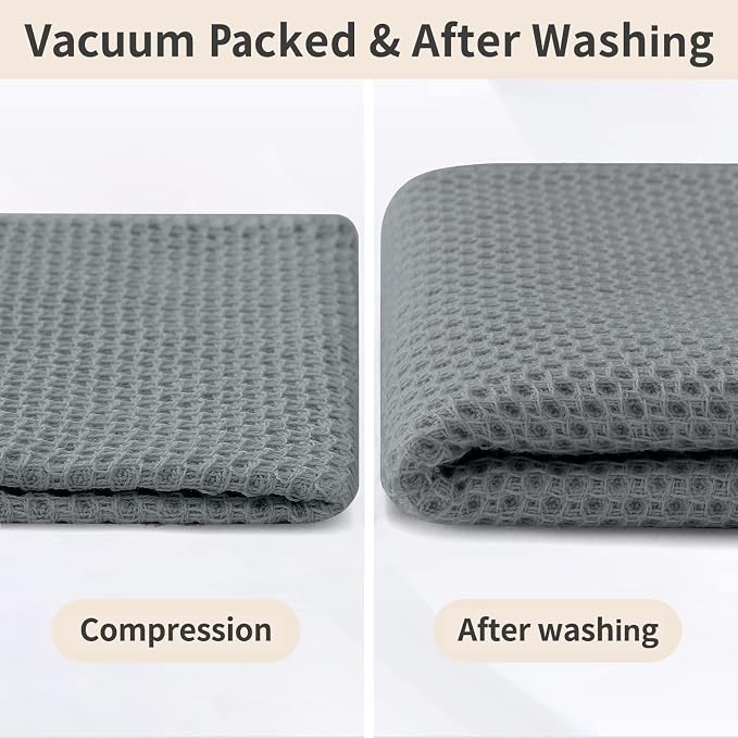 Homaxy 8 Pack 100% Cotton Kitchen Towels and Dishcloths Set, Grey | 12 x 12 Inches and 13 x 28 Inches Kitchen Towels Set, Ultra Soft Absorbent Dish Cloths for Washing Dishes - Image 8