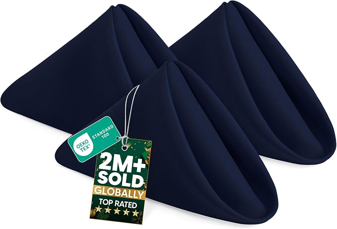 Utopia Home [12 Pack, Navy Blue] Cloth Napkins 20x20 Inches, 100% Polyester | Hemmed Edges, Washable and Reusable Ideal for Parties, Weddings and Dinners by UTOPIAHOME