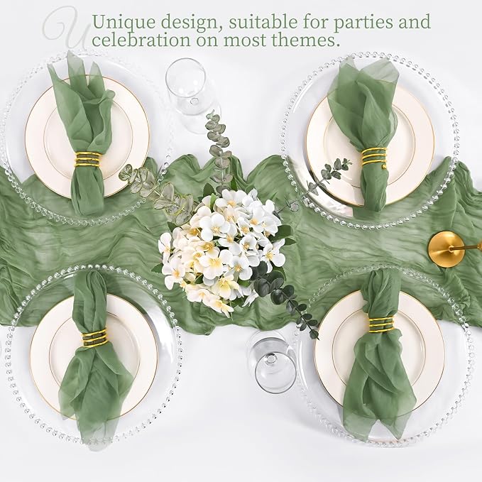 50 Pack Sage Green Napkins 20x20Inch Cheesecloth Napkins | Elegant Cloth Napkins for Table, Washable Rustic Boho Gauze Napkins, for Wedding Party Bridal Baby Shower Dinner Table Decor - Image 7