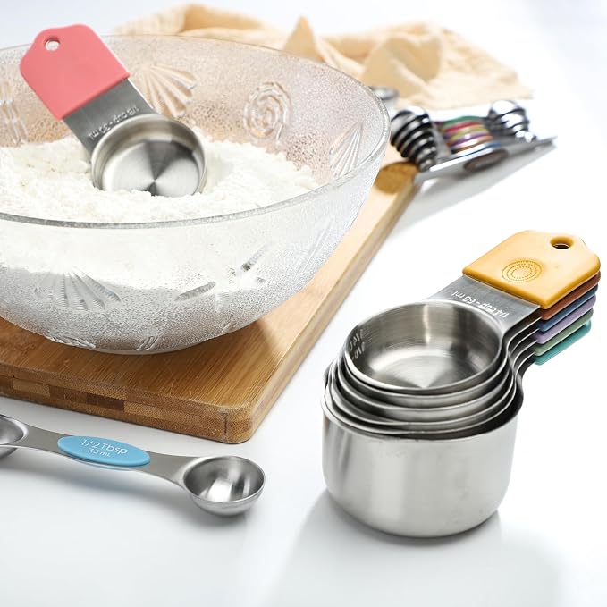 Magnetic Measuring Cups and Spoons Set of 16 Stainless Stee Stackable Nesting 7pcs Measuring Cups 9pcs Measuring Spoons for Dry and Liquid Ingredients - Image 5