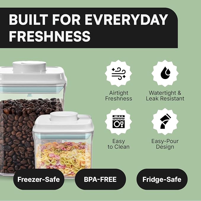 Bop Top Airtight Food Storage Containers | Pop-Top Lid | Multi-Pack | kitchen canister set, for flour, sugar, snacks, pasta, baking - Image 2